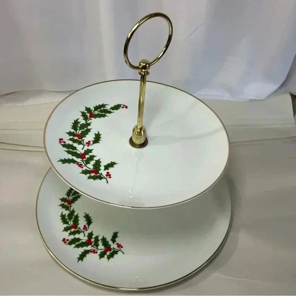 VINTAGE 80s Two Tier Tidbit Server All The Trimmings Macys Excellent Condition - Picture 4 of 12